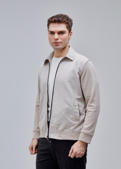 Taş Renk Regular Fit Fermuarlı Casual Ceket - 5
